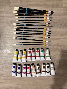 NEW Gamblin Artist Oil Paint Set + Princeton Aspen Brush Bundle